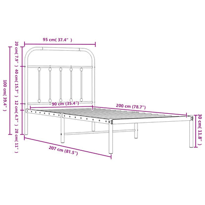 Bed Frame | Black | Powder-Coated Steel | Single | Industrial | Bed Frame