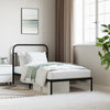 Metal Bed Frame with Headboard Black 100x190 cm