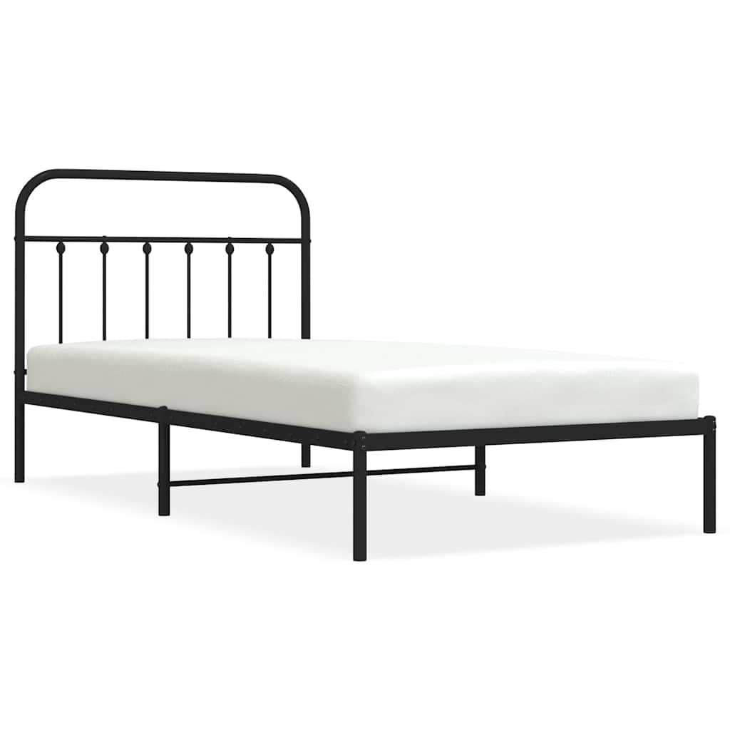Bed Frame | Black | Powder-Coated Steel | 100x200 cm | Bed Frame