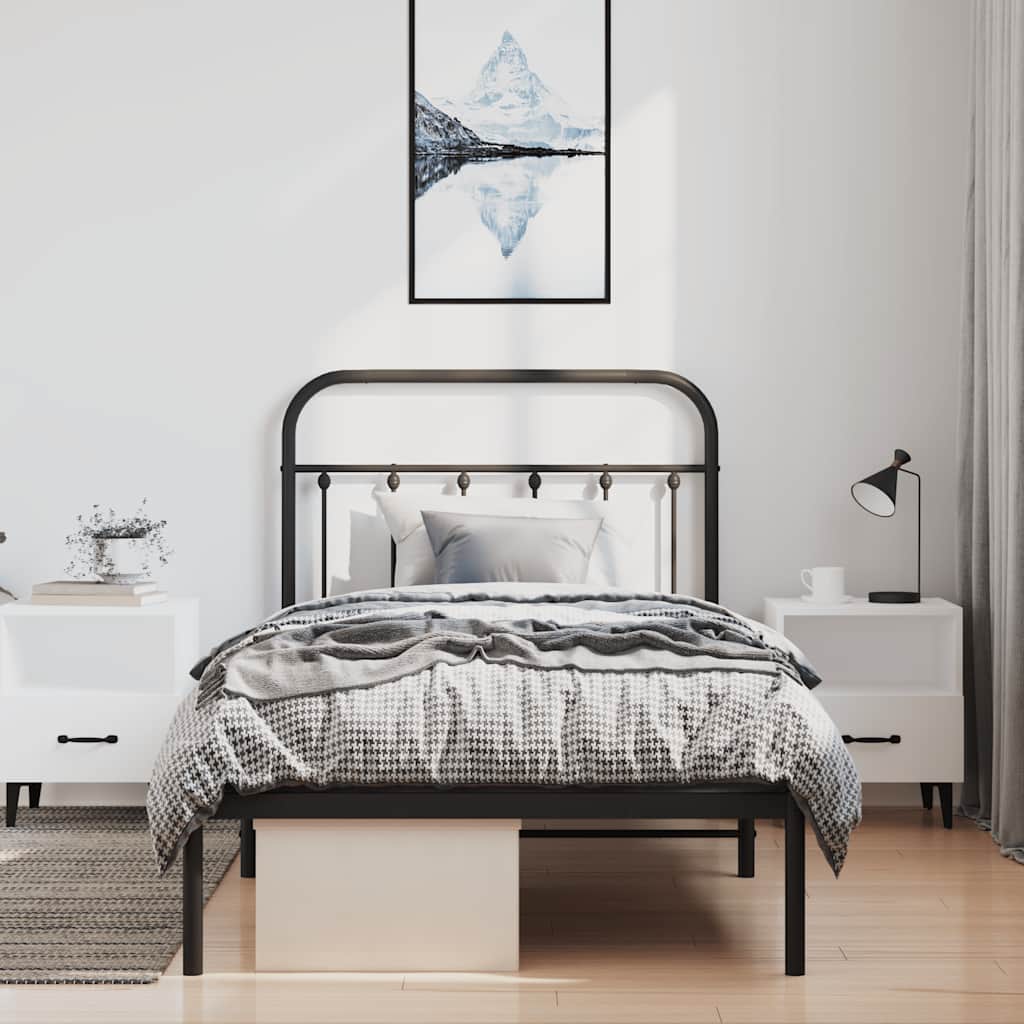 Bed Frame | Black | Powder-Coated Steel | 100x200 cm | Bed Frame