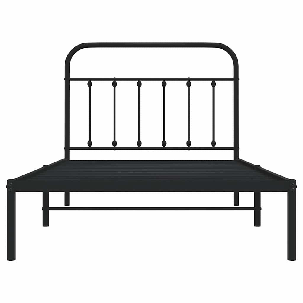 Bed Frame | Black | Powder-Coated Steel | 100x200 cm | Bed Frame