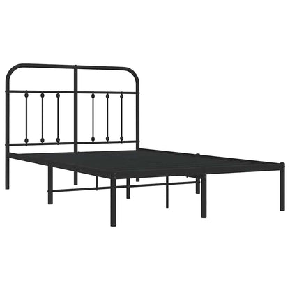Bed Frame | Black | Powder-Coated Steel | 120x190 cm Small Double
