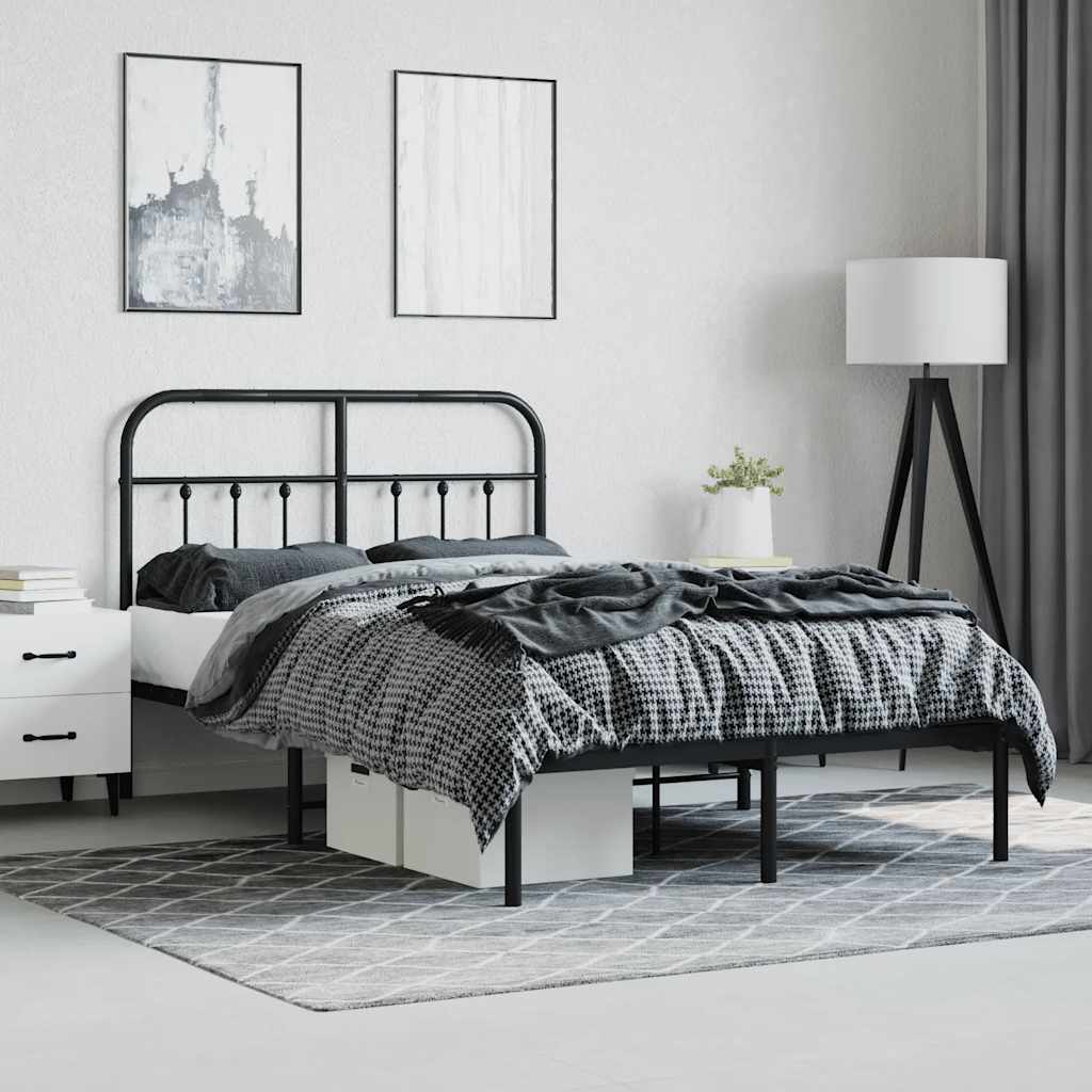 Bed Frame | Black | Powder-Coated Steel | 120x190 cm Small Double