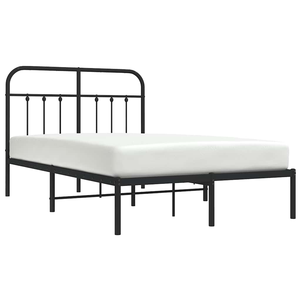 Bed Frame | Black | Powder-Coated Steel | 120x190 cm Small Double