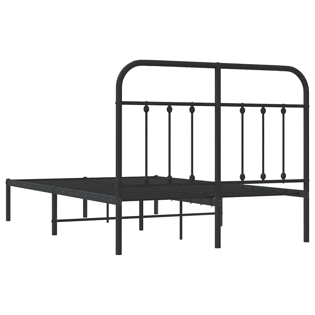 Bed Frame | Black | Powder-Coated Steel | 120x190 cm Small Double
