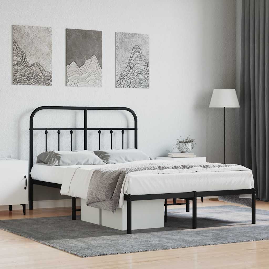 Bed Frame | Black | Powder-Coated Steel | 120x190 cm Small Double