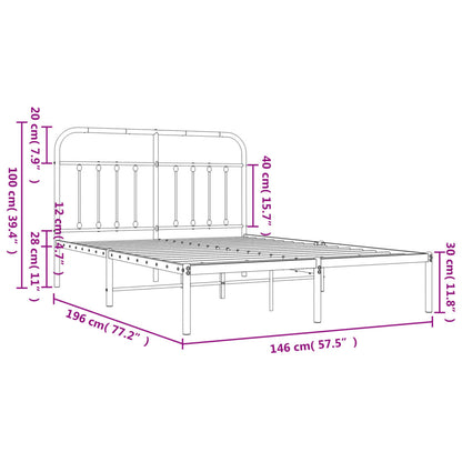 Bed Frame | Black | Powder-coated steel | 140x190 cm | Bed Frame