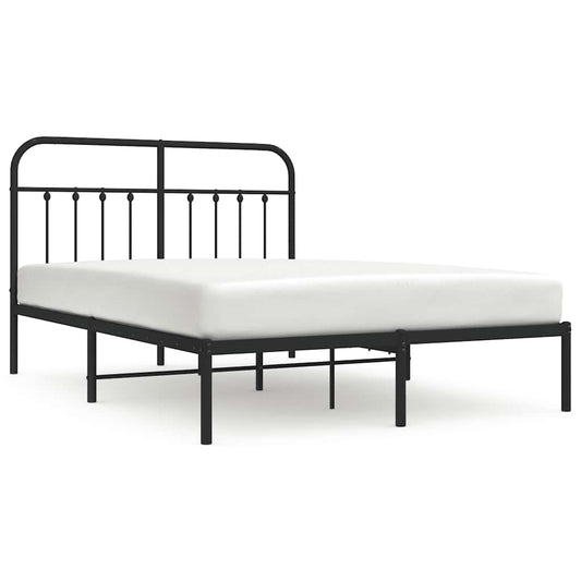 Metal Bed Frame without Mattress with Headboard Black 140x200cm
