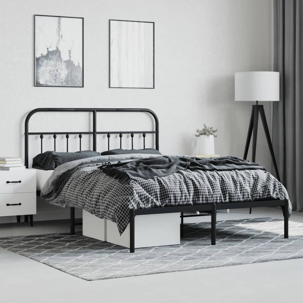 Bed Frame | Black | Steel | 140x200cm | Metal Bed Frame | Rectangular