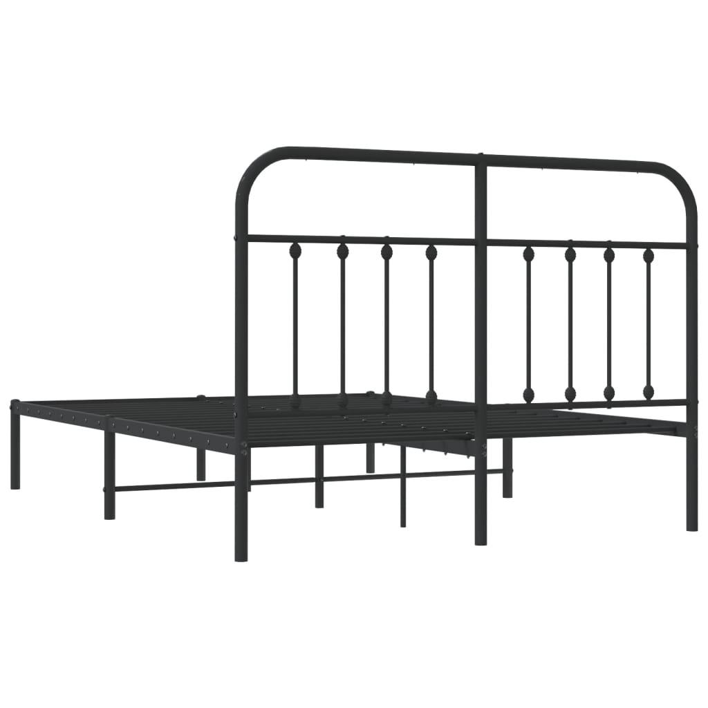 Bed Frame | Black | Steel | 140x200cm | Metal Bed Frame | Rectangular