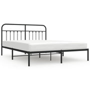 Metal Bed Frame without Mattress with Headboard Black 183x213cm