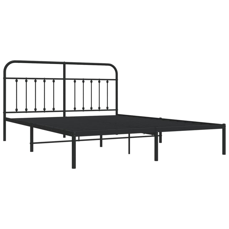 Metal Bed Frame without Mattress with Headboard Black 183x213cm