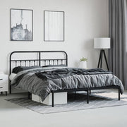 Metal Bed Frame without Mattress with Headboard Black 183x213cm