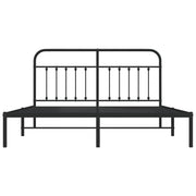 Metal Bed Frame without Mattress with Headboard Black 183x213cm