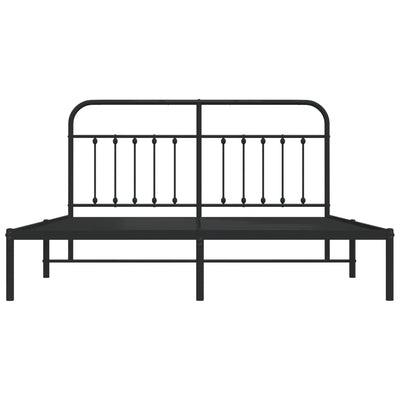 Metal Bed Frame without Mattress with Headboard Black 183x213cm
