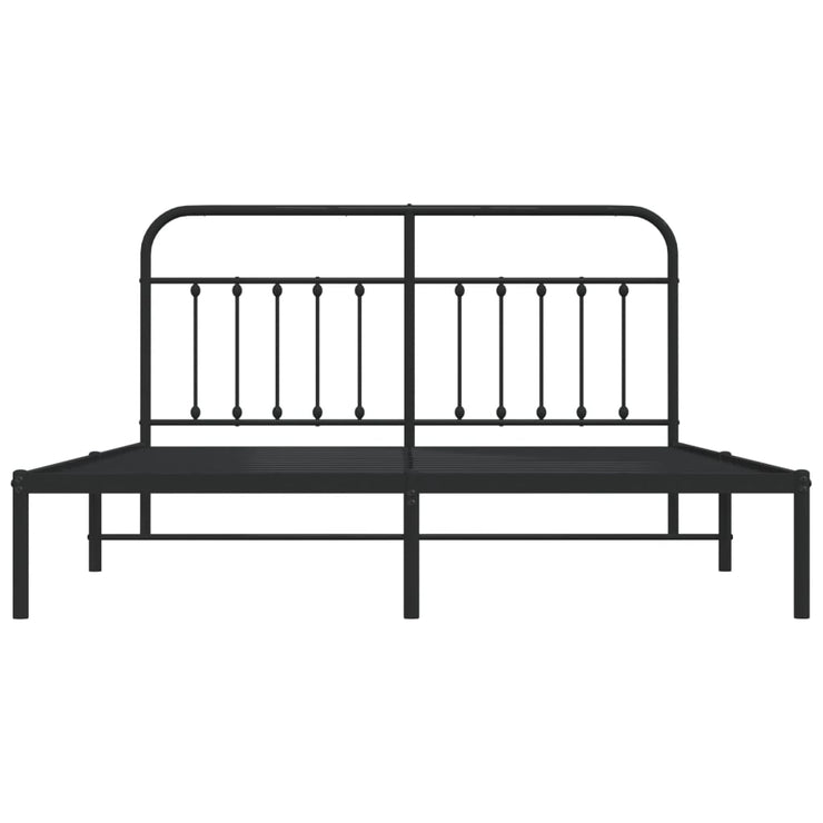 Metal Bed Frame without Mattress with Headboard Black 183x213cm