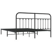 Metal Bed Frame without Mattress with Headboard Black 183x213cm