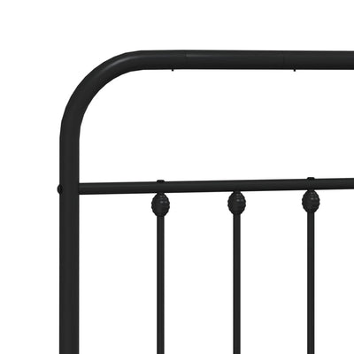 Metal Bed Frame without Mattress with Headboard Black 183x213cm