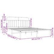 Metal Bed Frame without Mattress with Headboard Black 183x213cm