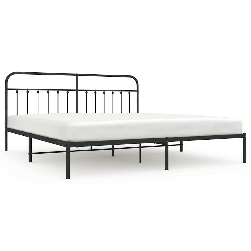 Bed Frame | Black | Powder-Coated Steel | Double | Industrial | Bed Frame