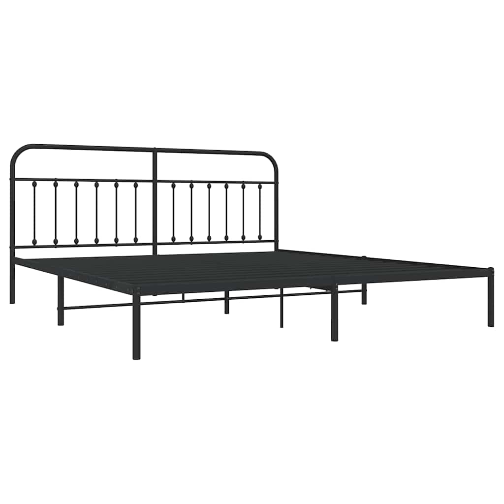 Bed Frame | Black | Powder-Coated Steel | Double | Industrial | Bed Frame