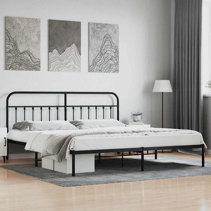 Bed Frame | Black | Powder-Coated Steel | Double | Industrial | Bed Frame