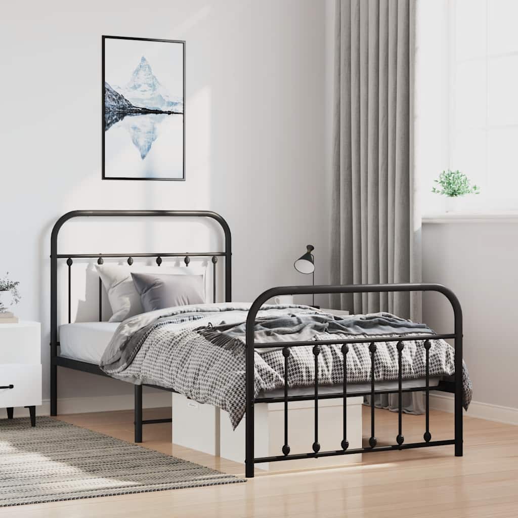 Bed Frame | Black | Powder-Coated Steel | Single | Bed Frame