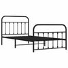 Metal Bed Frame without Mattress with Footboard Black 100x200cm