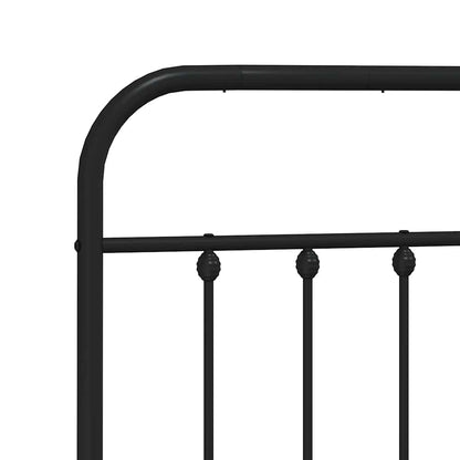 Metal Bed Frame without Mattress with Footboard Black 135x190cm