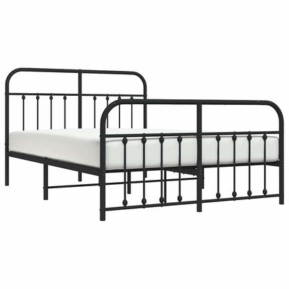 Metal Bed Frame without Mattress with Footboard Black 150x200cm