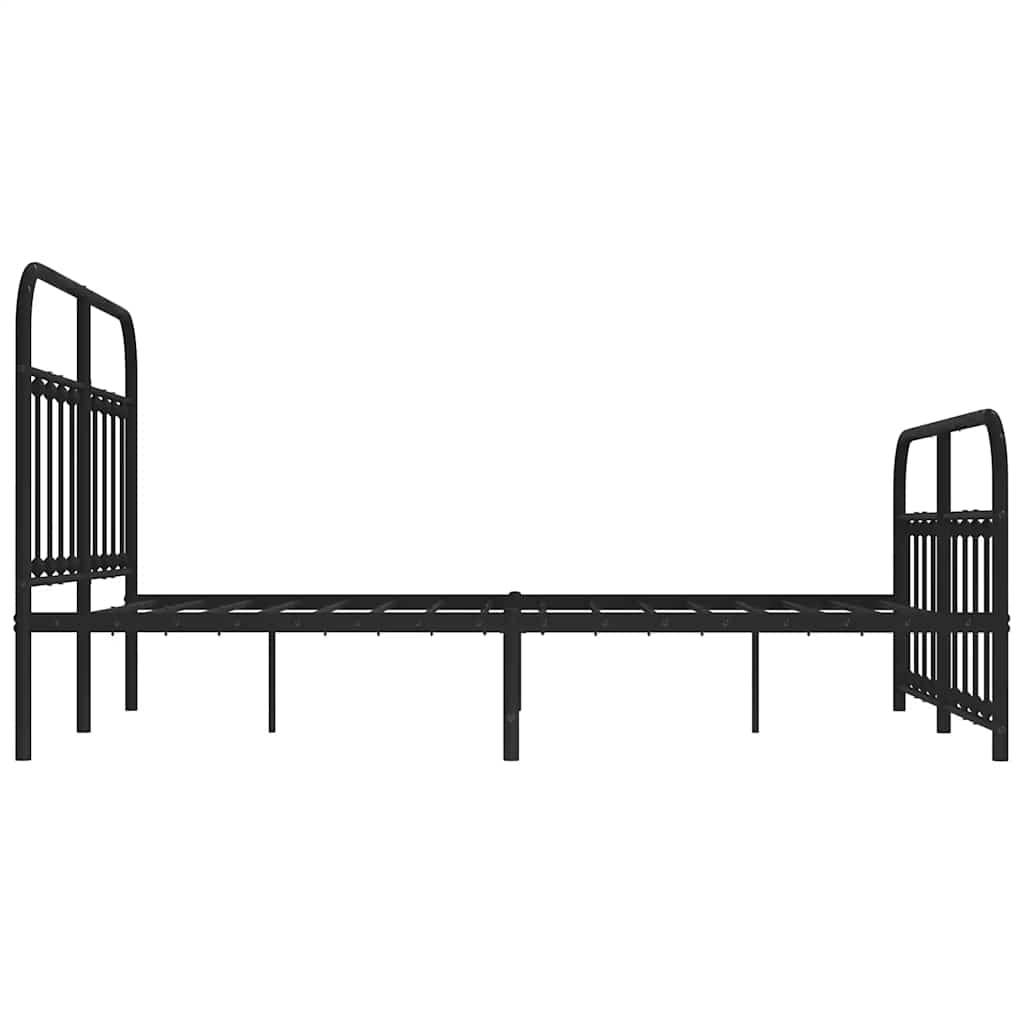 Metal Bed Frame without Mattress with Footboard Black 150x200cm
