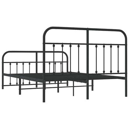 Metal Bed Frame without Mattress with Footboard Black 150x200cm