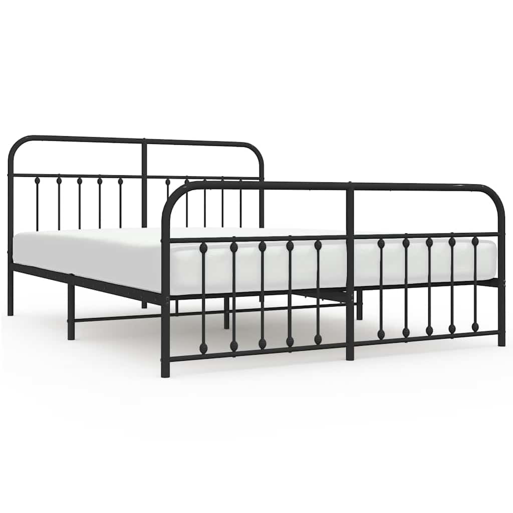Bed Frame | Black | Powder-Coated Steel | 183x213 cm | Bed Frame