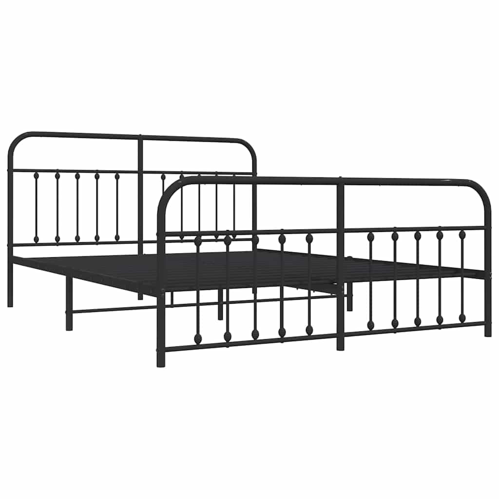 Bed Frame | Black | Powder-Coated Steel | 183x213 cm | Bed Frame