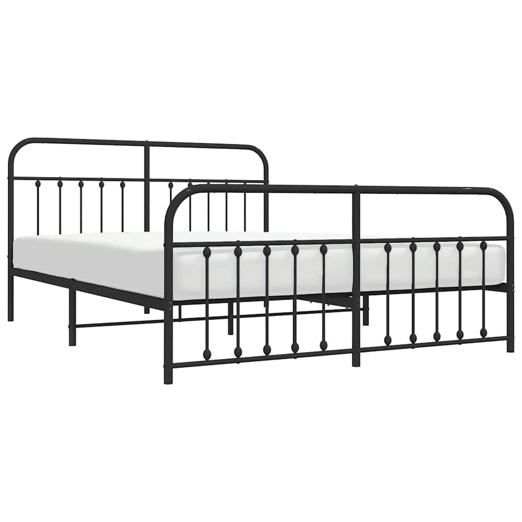 Bed Frame | Black | Powder-Coated Steel | 183x213 cm | Bed Frame
