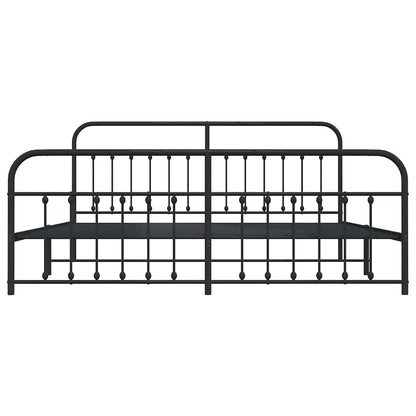 Metal Bed Frame without Mattress with Footboard Black 193x203cm
