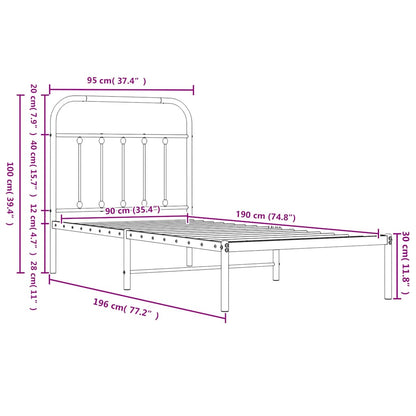 Bed Frame | White | Powder-coated steel | Single | Durable | Bed Frame