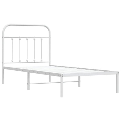 Bed Frame | White | Steel | Single | Bed Frame | Rectangular | Industrial
