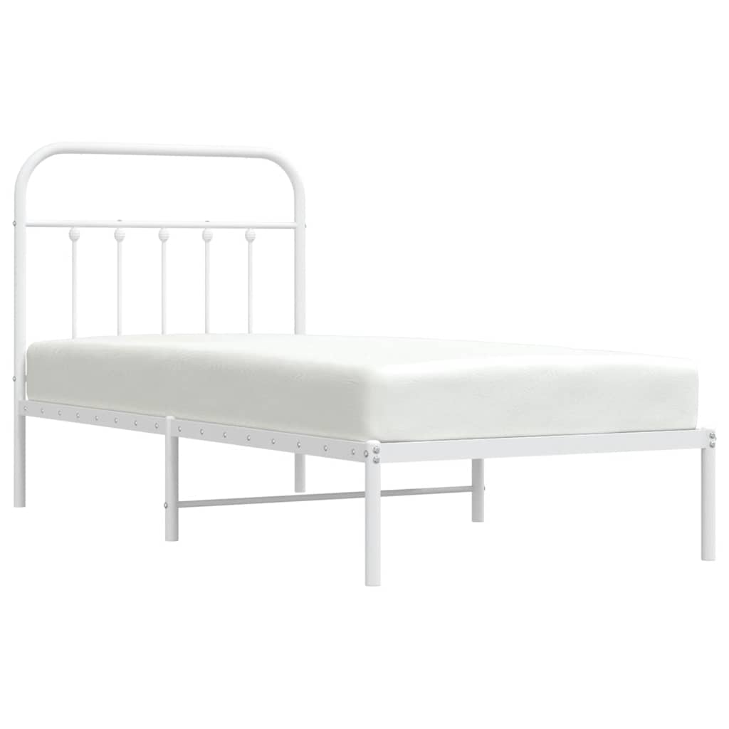Bed Frame | White | Steel | Single | Bed Frame | Rectangular | Industrial