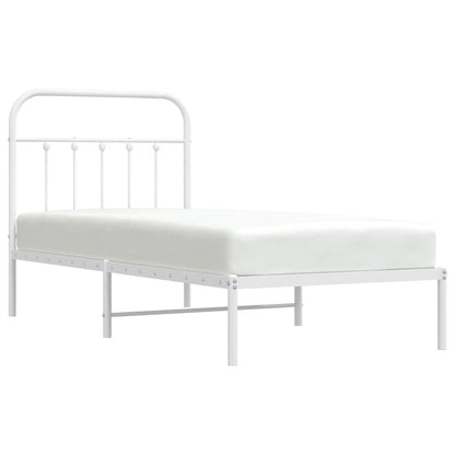 Bed Frame | White | Steel | Single | Bed Frame | Rectangular | Industrial