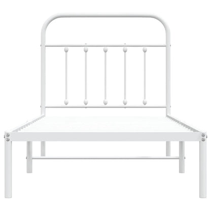 Bed Frame | White | Steel | Single | Bed Frame | Rectangular | Industrial