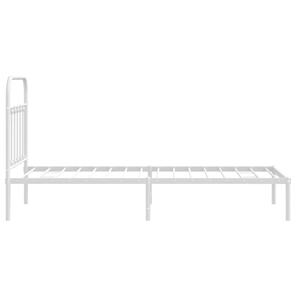 Bed Frame | White | Steel | Single | Bed Frame | Rectangular | Industrial