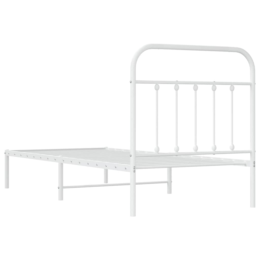Bed Frame | White | Steel | Single | Bed Frame | Rectangular | Industrial
