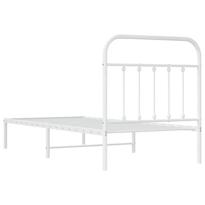 Bed Frame | White | Steel | Single | Bed Frame | Rectangular | Industrial