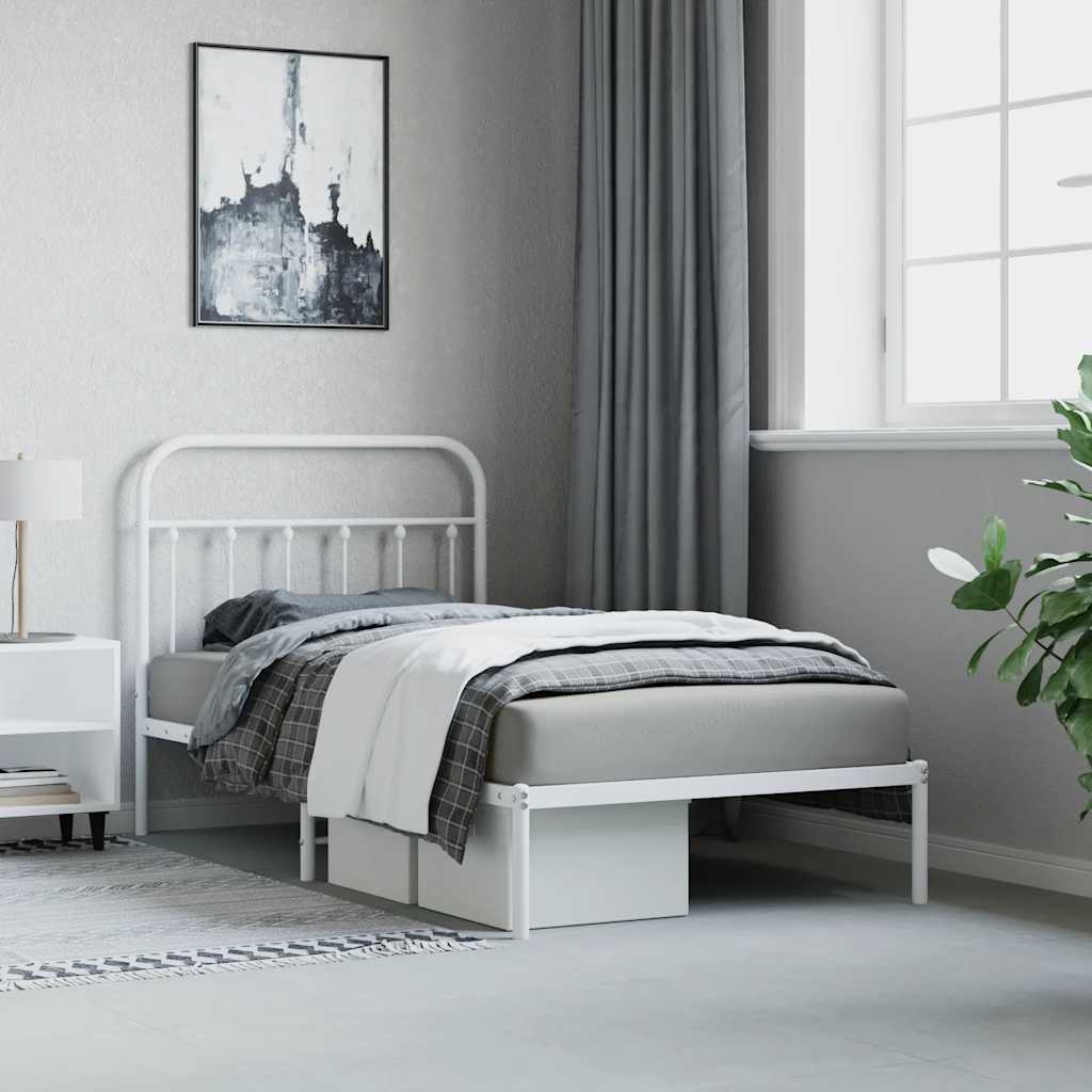 Bed Frame | White | Powder-Coated Steel | Single | Bed Frame