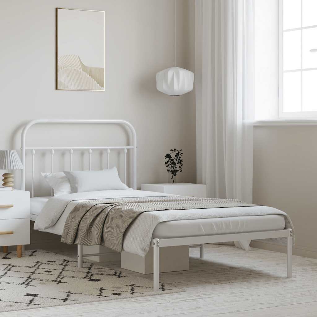 Bed Frame | White | Powder-Coated Steel | Single | Bed Frame