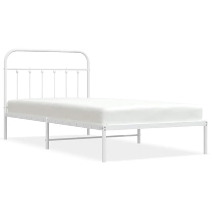 Bed Frame | White | Steel | Single | Bed Frame | Rectangular | Industrial