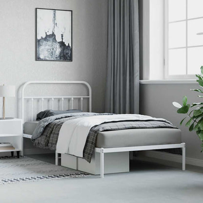 Bed Frame | White | Steel | Single | Bed Frame | Rectangular | Industrial