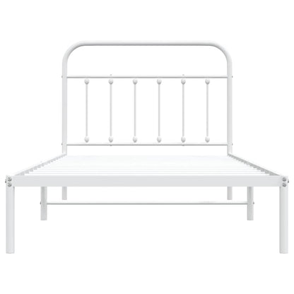 Bed Frame | White | Steel | Single | Bed Frame | Rectangular | Industrial