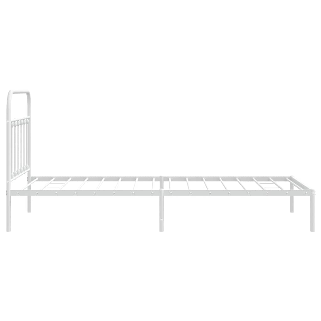 Bed Frame | White | Steel | Single | Bed Frame | Rectangular | Industrial